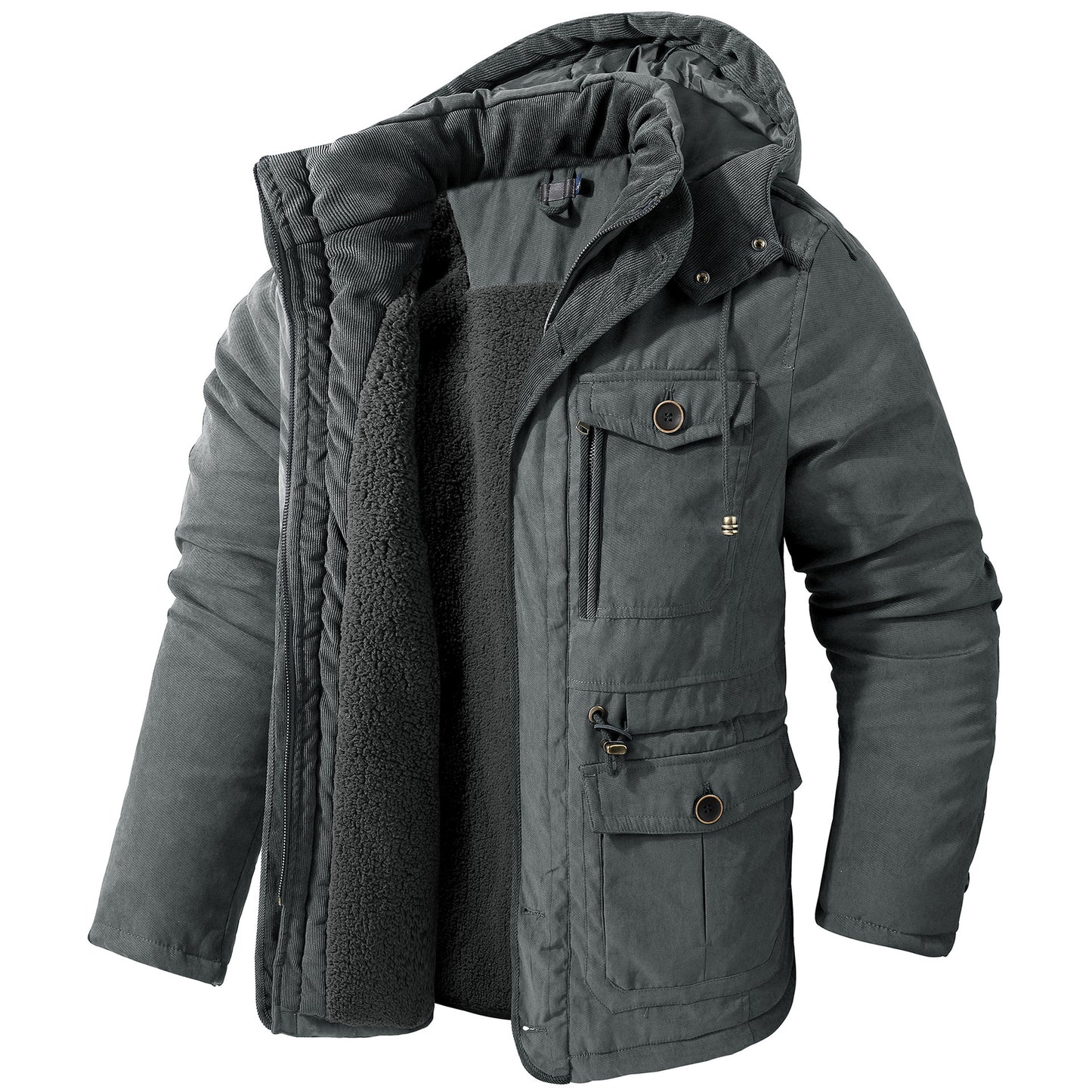 Men's Plus Size Lambswool Hooded Cotton Jacket by My Store