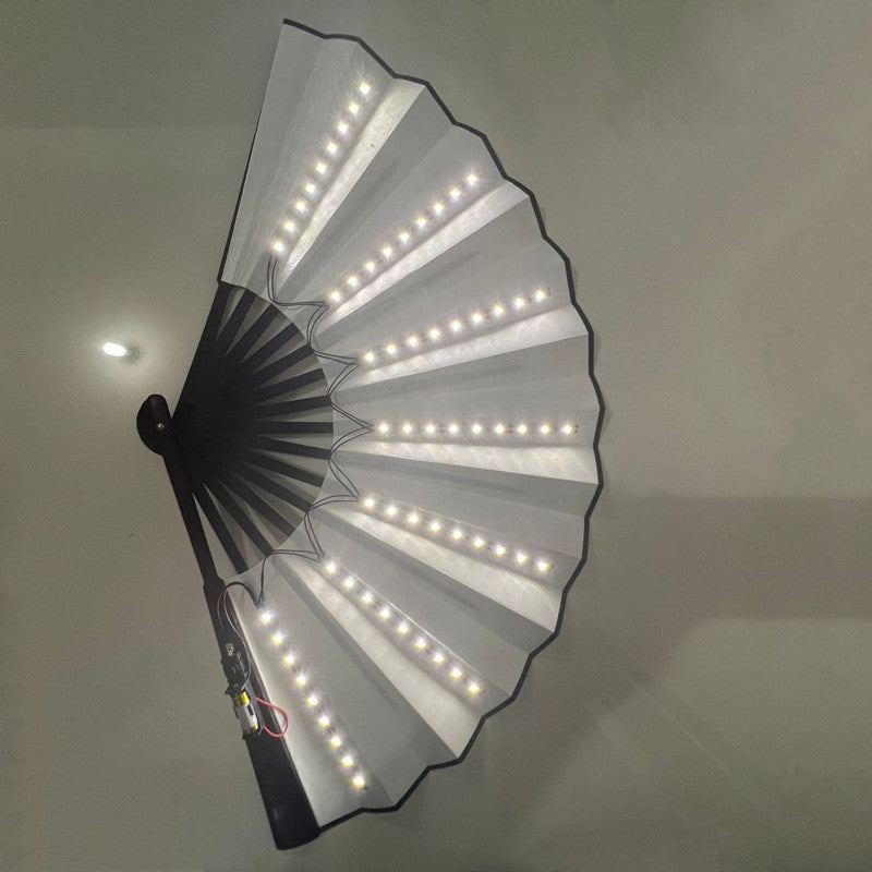 Bar Fan Ins Luminous Disco Fan Trend Electric Syllable Party Performance Props Flash Folding Fan by eprolo