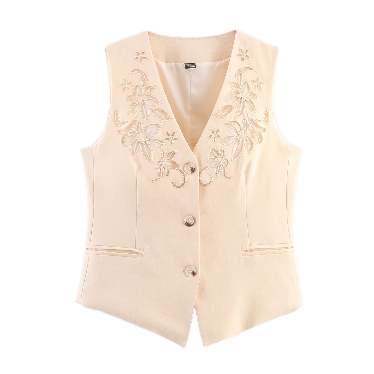 Hollow embroidery cotton linen style vest+shorts set by eprolo