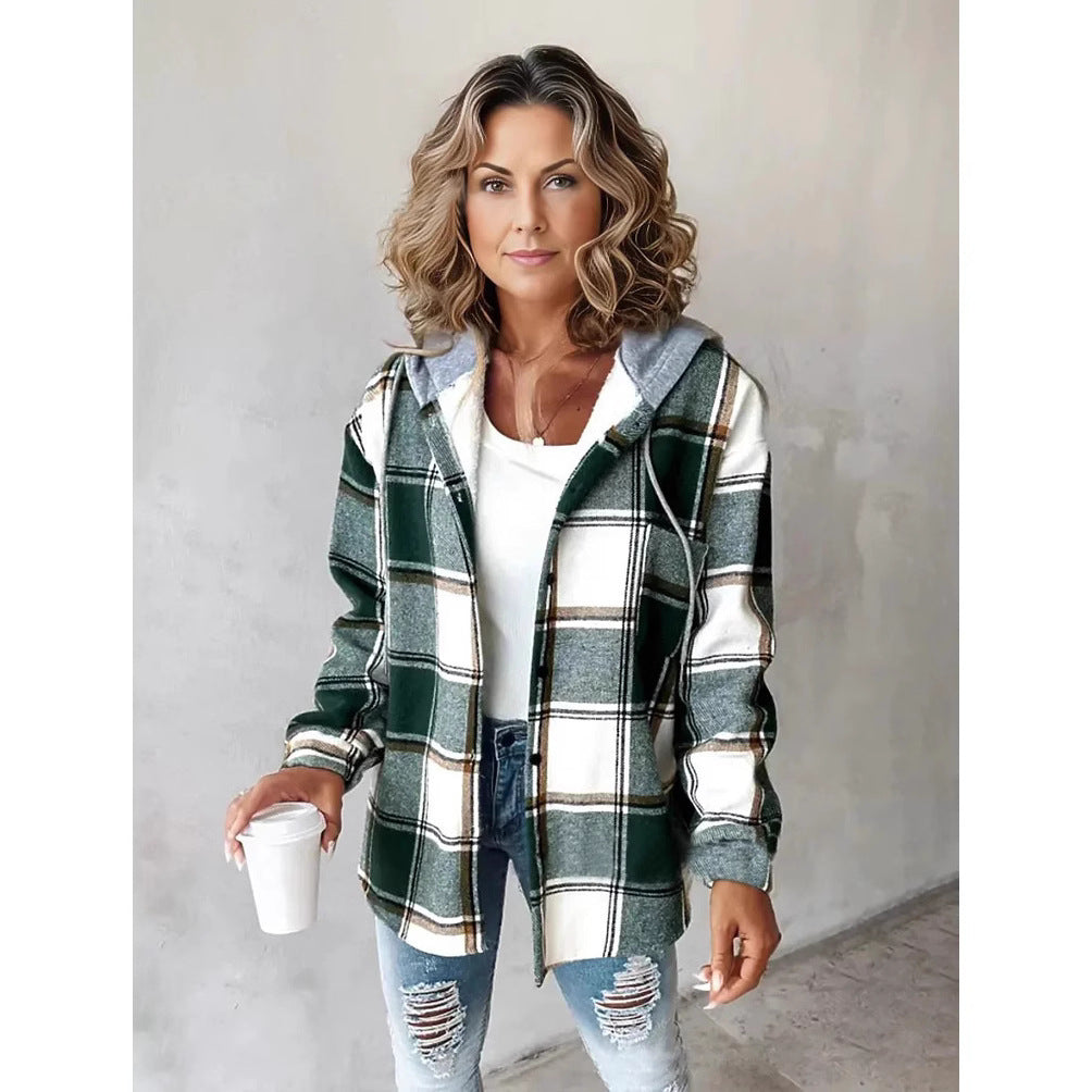 Women's large plaid style women's jacket plaid autumn and winter new style by eprolo