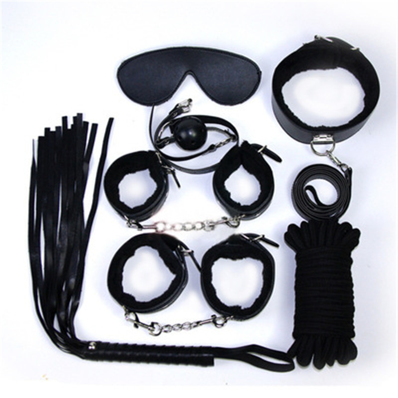 Nylon Plush Set Cross 18-Piece Set 7-Piece Set Leather Handcuffs Plush Anklets by eprolo
