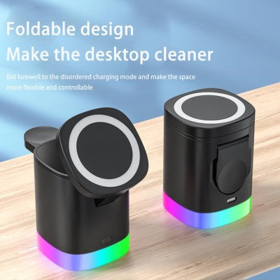 3 In 1 Magnetic Wireless Fast Charger For Smart Phone RGB Ambient Light Charging Station For Airpods IWatch by eprolo