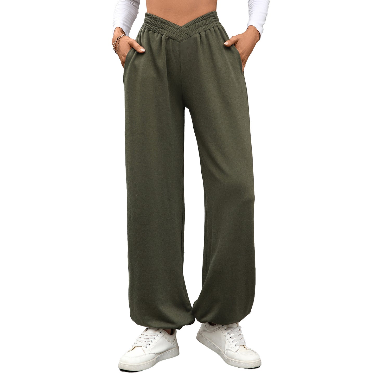 Loose Wide Leg Pants with Elastic Waist and Pockets for Women by eprolo