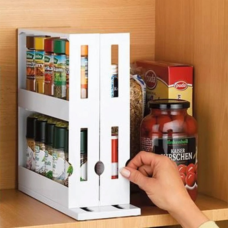 Kitchen Spice Organizer Rack Multi-Function Rotating Storage Shelf Slide Kitchen Cabinet Cupboard Organizer Kitchen Storage Rack by eprolo