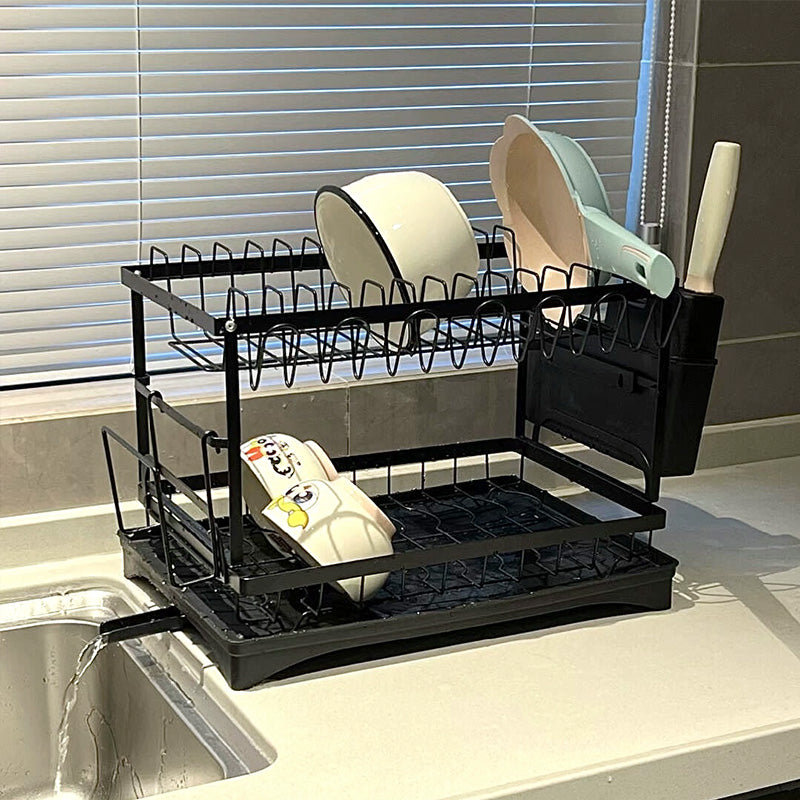 2-Tier Household Dish Rack: Countertop Storage with Drainboard by eprolo