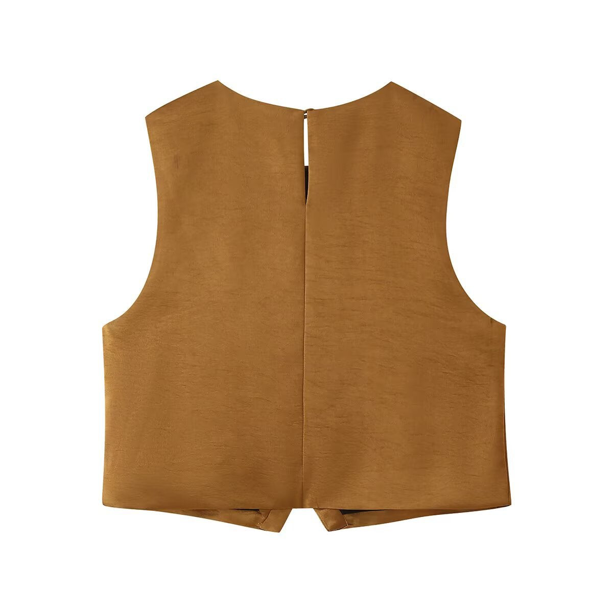 Double breasted silk top+straight leg pants set