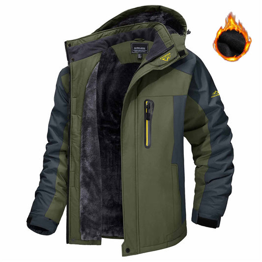Winter Hooded Jacket Fashion Casual Warm Fleece Coat Windproof Rainproof Parka Windbreaker Men's Top by DERILUJA LLC