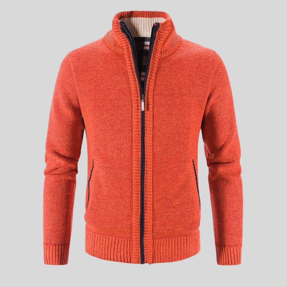 Men's Solid Color Stand Collar Cardigan Jacket by My Store