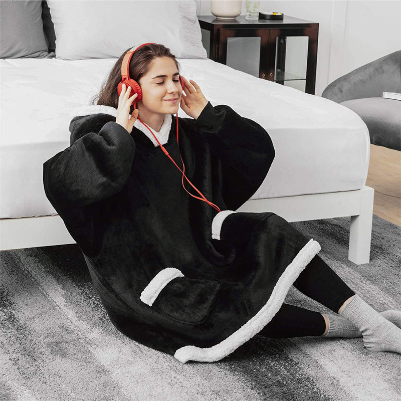 Winter TV Hoodie Blanket Winter Warm Home Clothes Women Men Oversized Pullover With Pockets by DERILUJA LLC