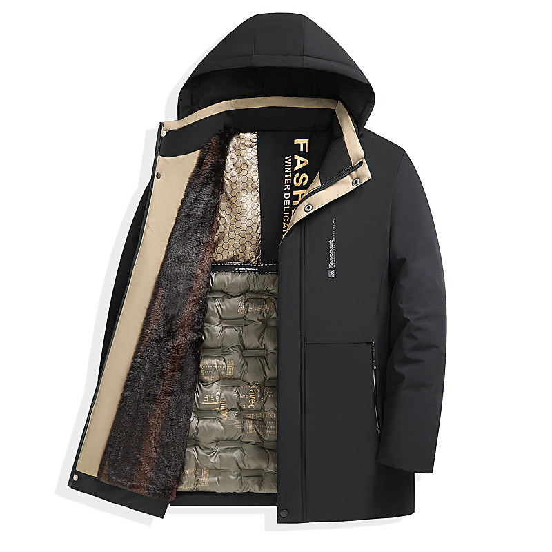 Fleece-lined Thickened Cotton-padded Coat Men's Warm Coat by My Store