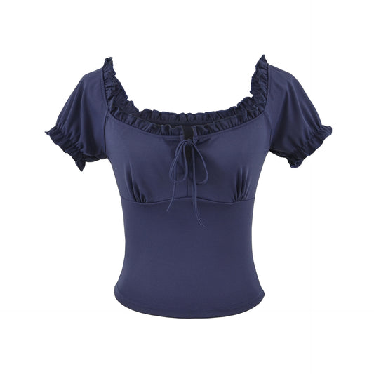 Square neck short sleeved T-shirt for women by eprolo