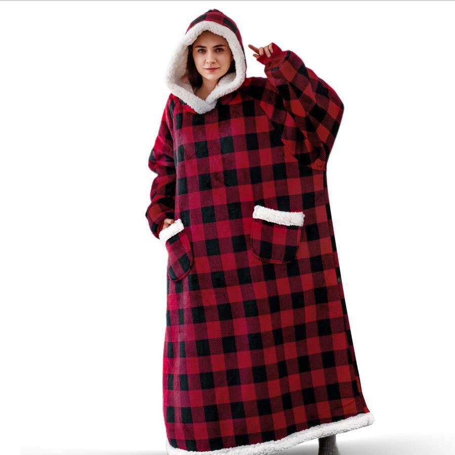 Winter TV Hoodie Blanket Winter Warm Home Clothes Women Men Oversized Pullover With Pockets by DERILUJA LLC