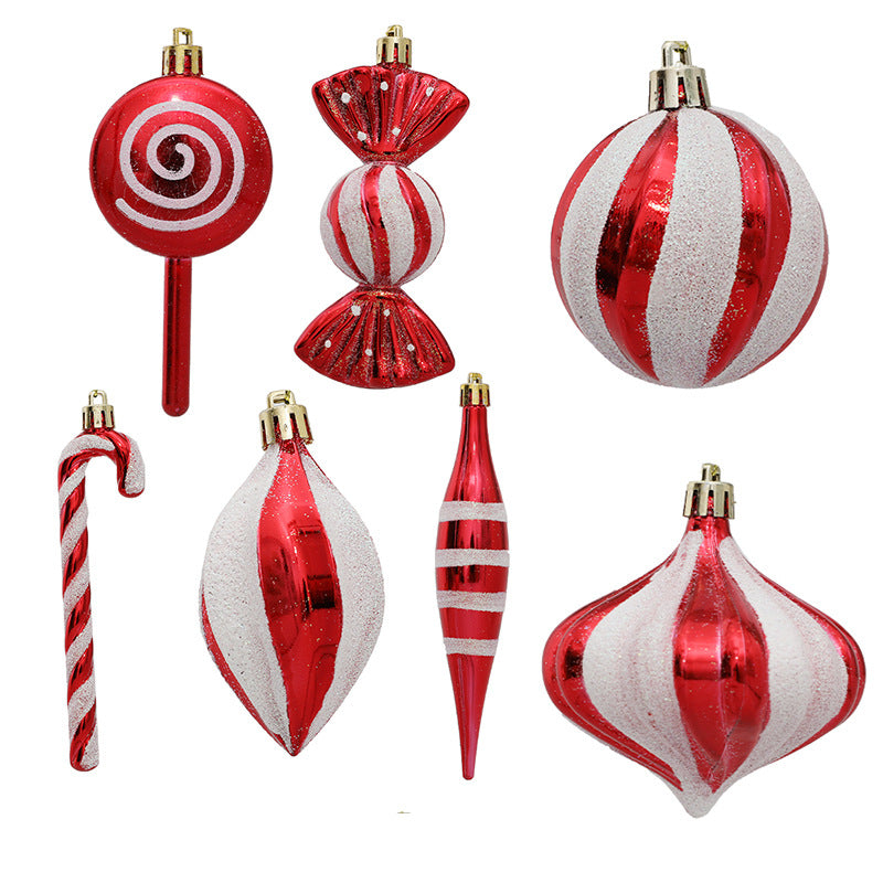 Christmas Candy Cane Gift Box Boots Set Of Four Combination Pendant Christmas Tree Decoration Prop