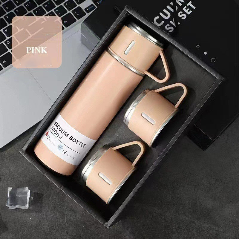 A cup of three-lid thermos cup portable fashion gift box set stainless steel cup by eprolo