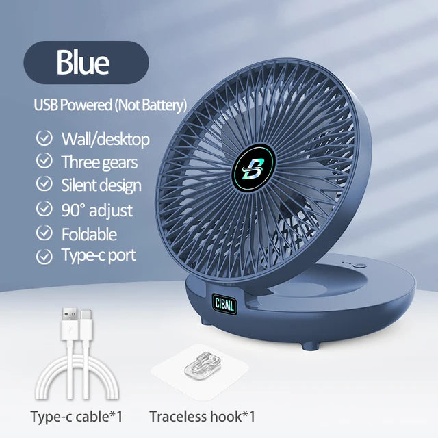 Best Sellers 2IN1 Folding Desktop Fan Portable Air Conditioner Wall Mounted Fan Rechargeable With 3 Gears for Home Office by eprolo