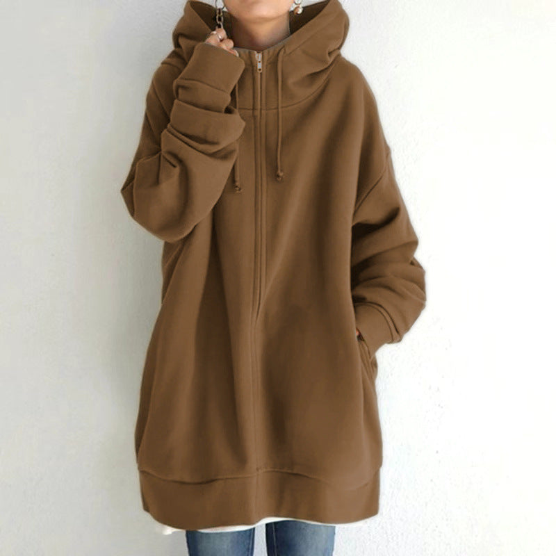 Women's Fuzzy Hoodies Long Sport Pullover Hoodie Full-Zip Hoodie Sweatshirt by DERILUJA LLC