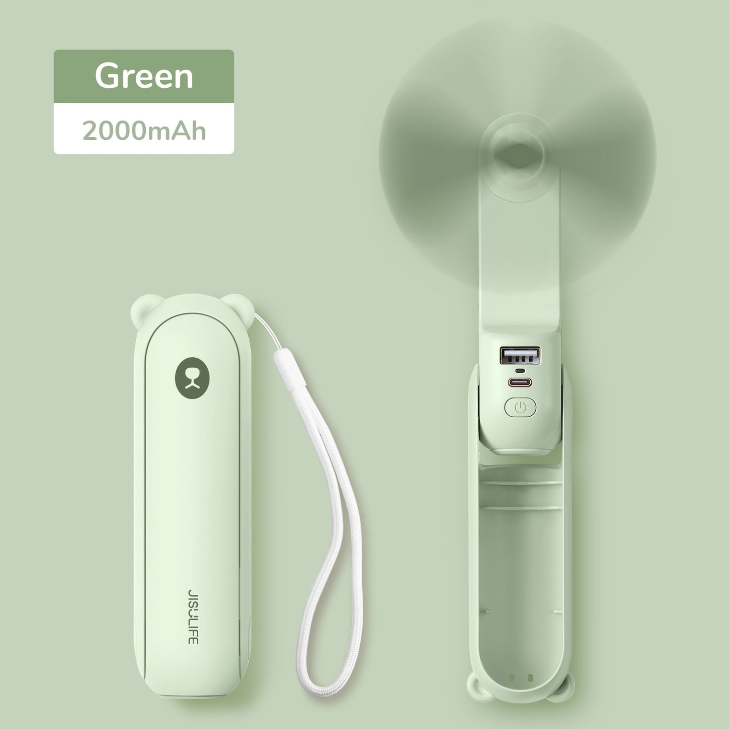 Portable Fan Mini Handheld Fan USB Recharge Hand Held Small Pocket Fan with Power Bank Flashlight Feature by eprolo