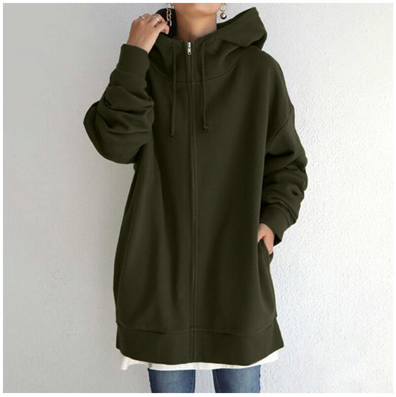 Women's Fuzzy Hoodies Long Sport Pullover Hoodie Full-Zip Hoodie Sweatshirt by DERILUJA LLC