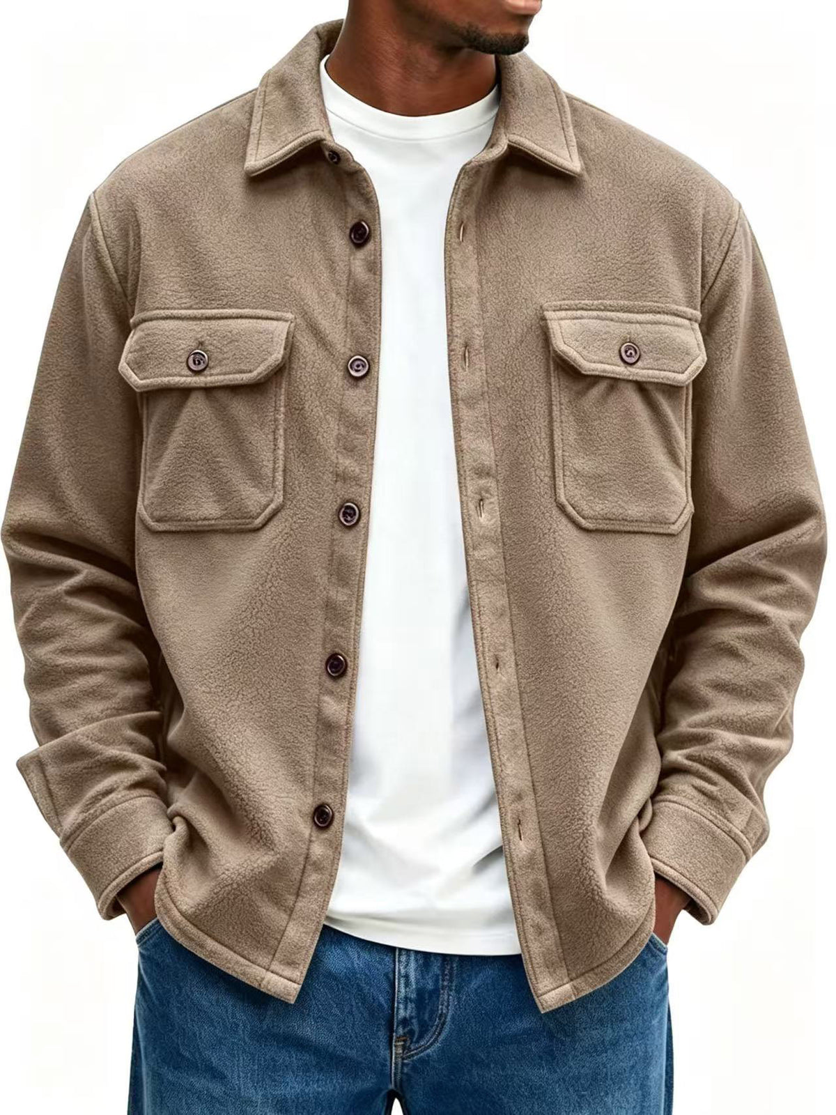 Men's Casual Loose-fit Jacket Coat by DERILUJA LLC