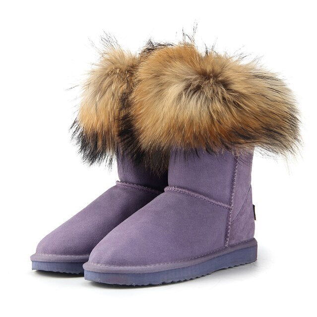 Women's Fox Fur Snow Boots kay