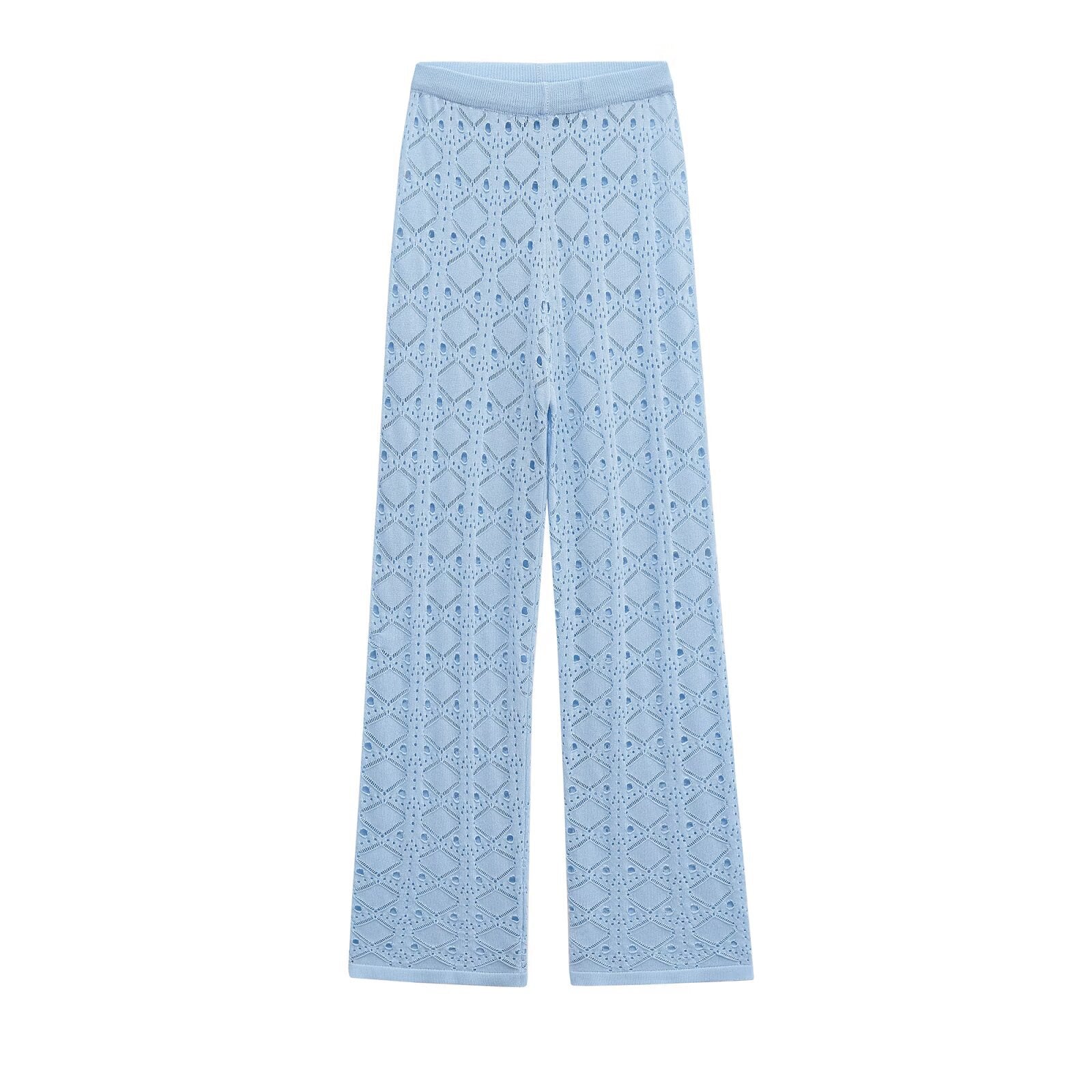 Knitted strapless and hollowed out pants set by eprolo