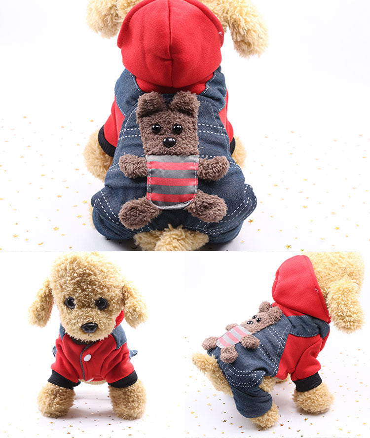 Cross-Border Pet Dog Clothes, Cat Autumn and Winter Four-Legged Cotton Coat, Cartoon Transformation Clothing, Cat Clothing, Dog Clothing Supplies by DERILUJA LLC