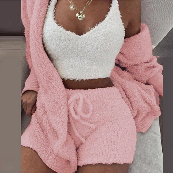 3 Pieces Of Fashionable Ladies Plush Home Clothes by My Store