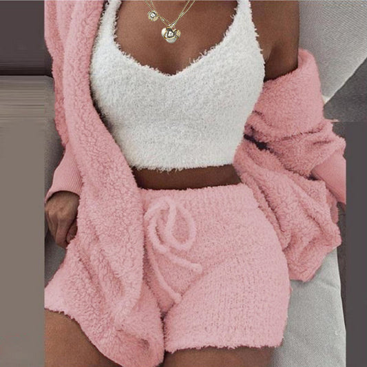 3 Pieces Of Fashionable Ladies Plush Home Clothes by My Store