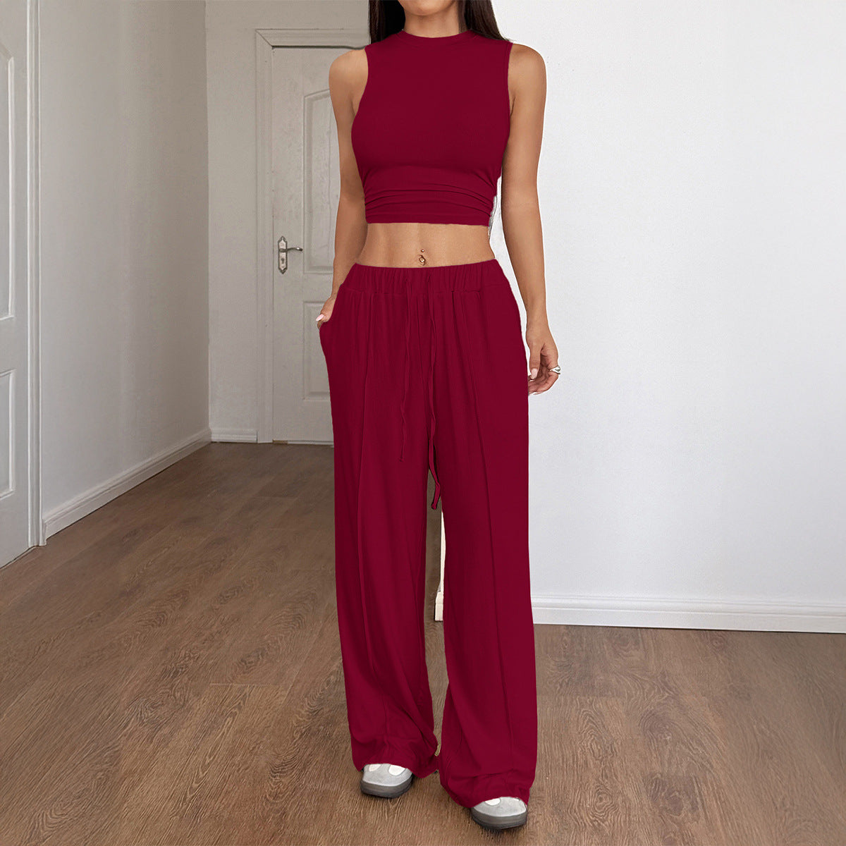 Sleeveless vest wide leg pants set women's clothing by eprolo