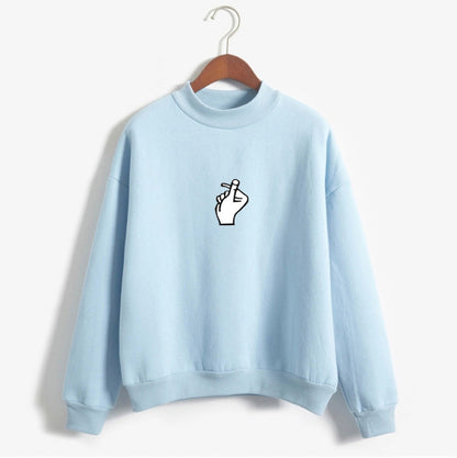 Crewneck Sweatshirt Women Casual Pullover ulzzang Love finger gesture  Sudadera Female Sweatshirts