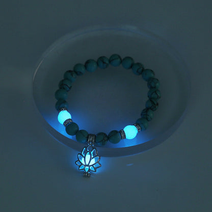 New Yoga Turquoise Glow Lotus Bracelet Multicolor Fluorescent Men's and Women's Fashion Accessories Bracelet ko