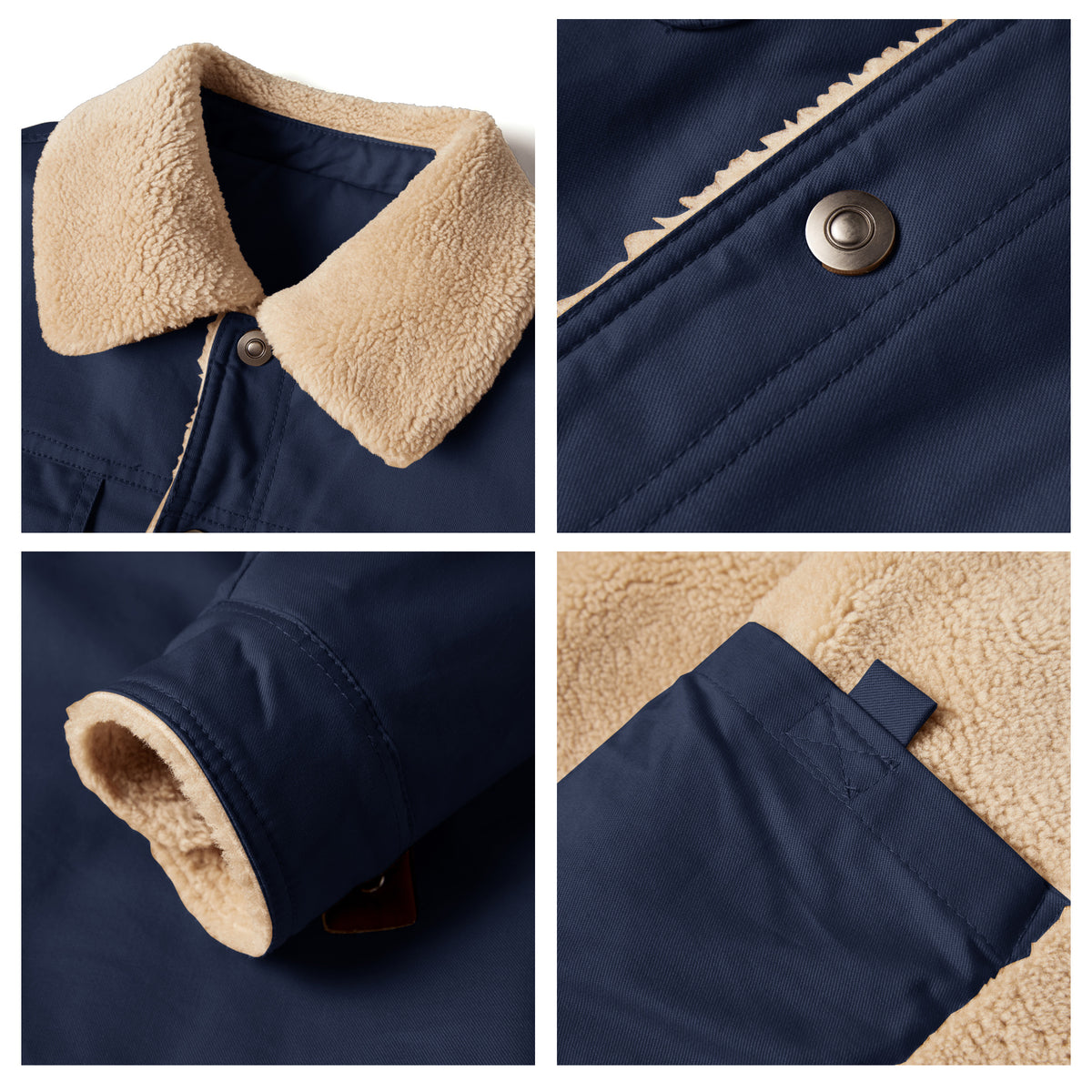 Men's Winter Jacket Lined Sherpa Jacket Warm Trucker Coat Multi Pocket by DERILUJA LLC