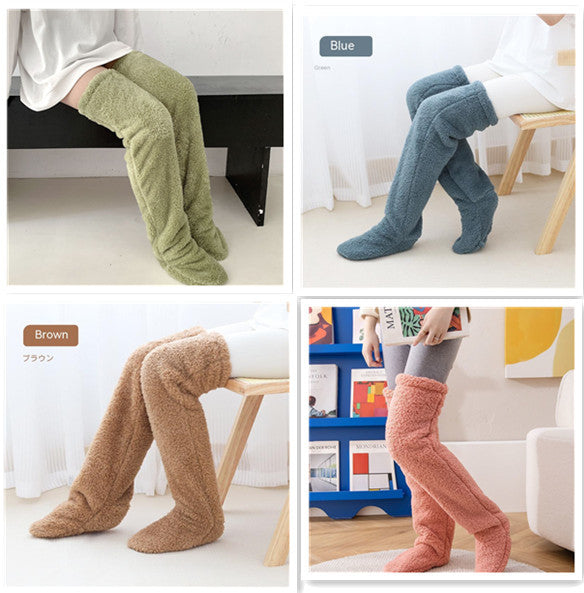 Over Knee High Fuzzy Long Socks Winter Warm Cold Leg Knee Joint Cold-proof Stockings Home Floor Sleeping Socks by My Store