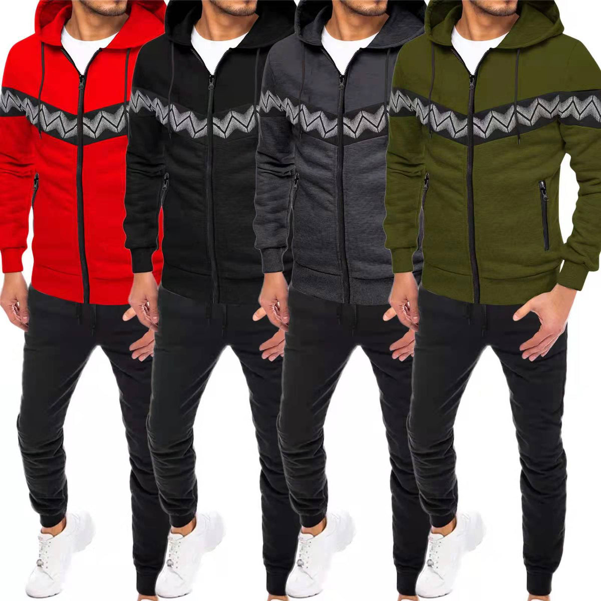 New Men's Cardigan Hooded Sweater Sportswear Casual Suit by DERILUJA LLC
