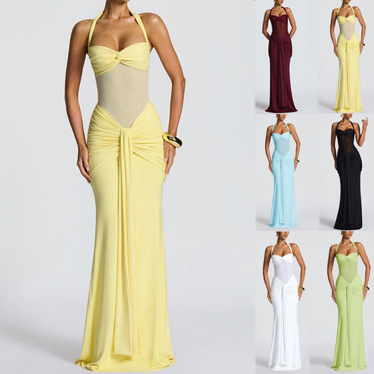 Amazon Cross-Border 2026 New European And American Style Ruched Women's Long Dress, Fashionable And Sexy Backless Bodycon Dress by DERILUJA LLC