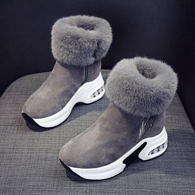 Women Ankle Boot Warm Plush Winter Shoes For Woman Wedges Boots High Heels Ladies Boot Women Leather Snow Boots Winter Shoes