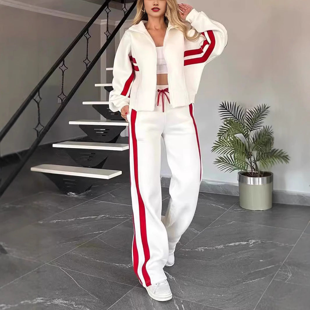 Fashion Two-piece Women's White Sports Suit Loose Sports Shirt Casual Pants Sets Sportswear Women Clothes Tracksuit Women Outfits by DERILUJA LLC
