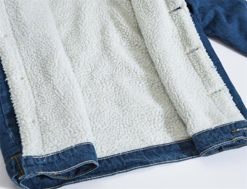 Winter Men's Casual Denim Jacket Plus Velvet Warm Cotton Coat by eprolo