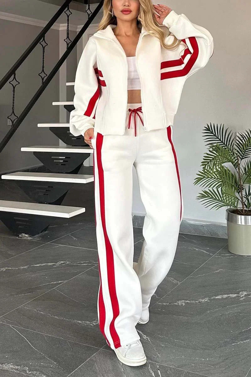 Fashion Two-piece Women's White Sports Suit Loose Sports Shirt Casual Pants Sets Sportswear Women Clothes Tracksuit Women Outfits by DERILUJA LLC