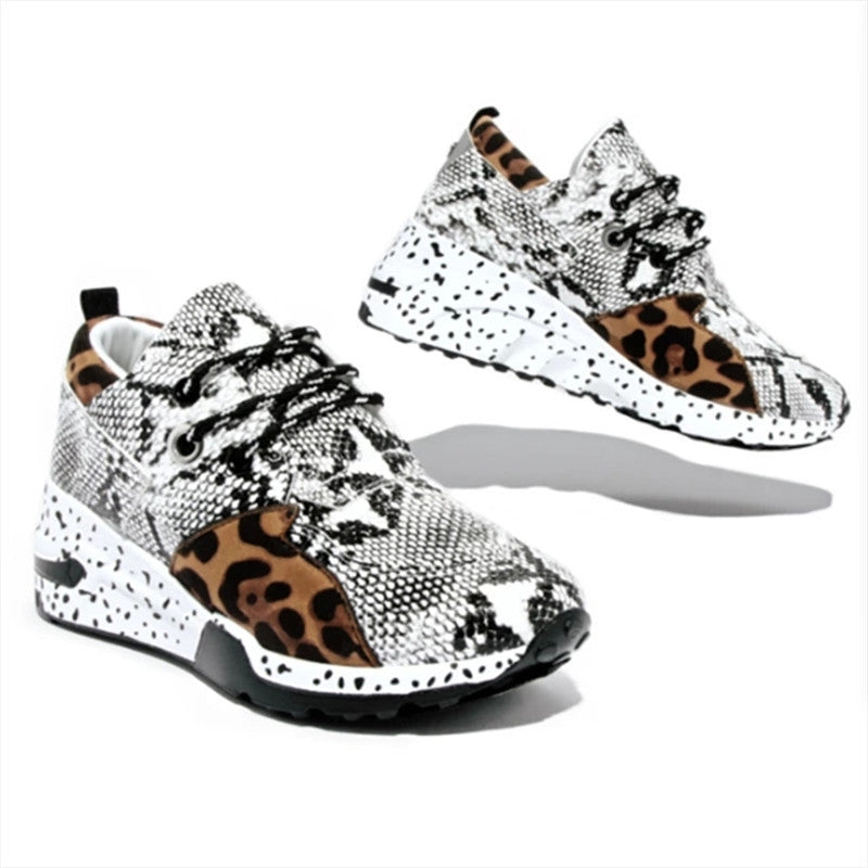 Women's Plus Size Platform Mixed-color Sneakers Stylish Lightweight Running Shoes Lace-up Front Flats by eprolo
