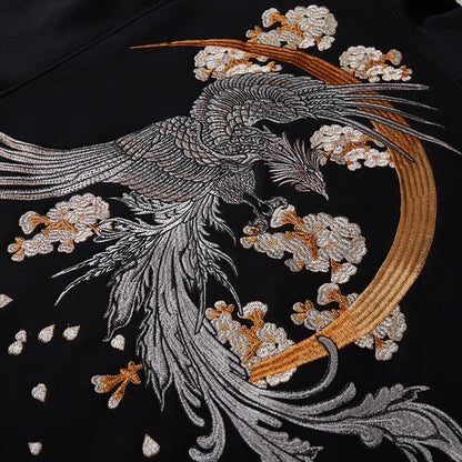 Heavy industry embroidered dragon pattern phoenix national trend pure cotton coat autumn and winter plus velvet thick style