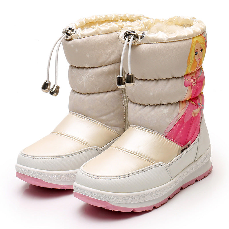 Thickened Winter Children Mid-calf Length Snow Boots Women by DERILUJA LLC