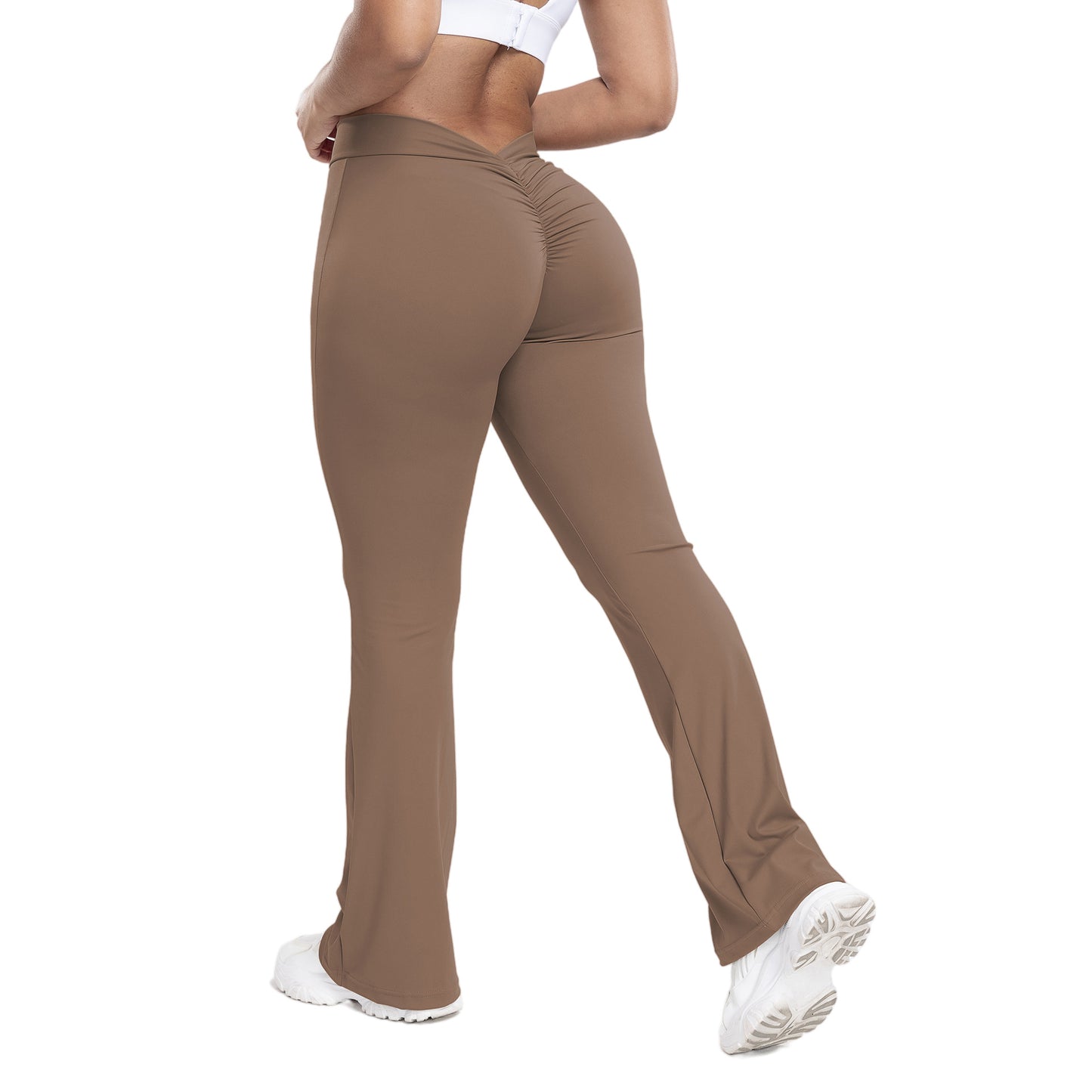 Peach trumpet pants for women, yoga high waisted and hip lifting tight pants, wide leg fitness pants for women by eprolo