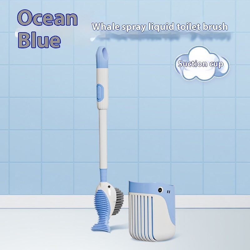 Squirt Whale Toilet Brush 360-Degree Cleaning Brush With Silicone Head Hanging Hole Design Wall-mounted Toilet Brush by DERILUJA LLC