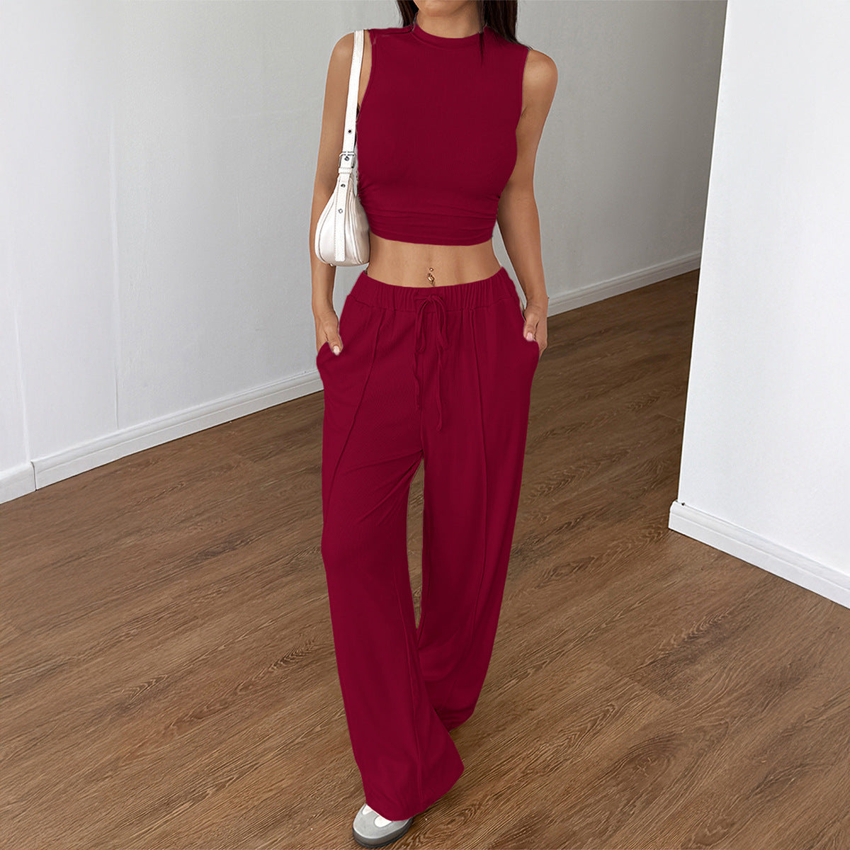 Sleeveless vest wide leg pants set women's clothing by eprolo