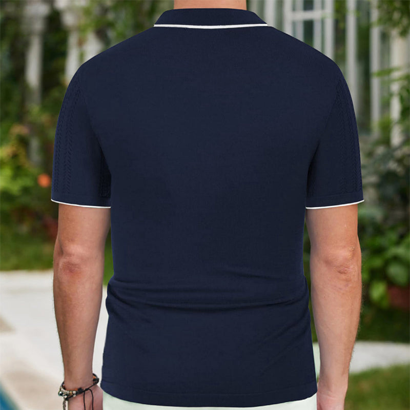Short-sleeved Polo Shirt Summer Button Lapel Top Fashion Business Men's Clothing by DERILUJA LLC