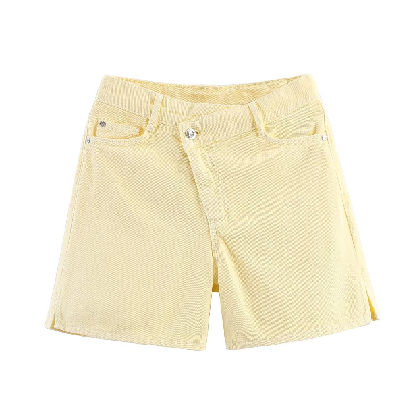 High waisted double breasted denim shorts by eprolo