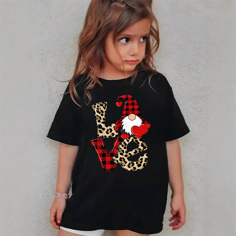 Combed Cotton New Christmas Children's Short Sleeve Girls' T-Shirt Kids Clothing Boys' Short Sleeve by eprolo