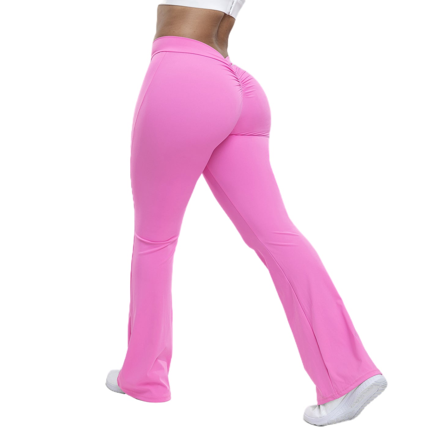 Peach trumpet pants for women, yoga high waisted and hip lifting tight pants, wide leg fitness pants for women by eprolo