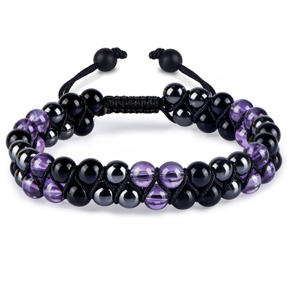 Natural Tiger Eye Agate Bracelet Men's Woven Adjustable Black Magnet Yoga Beaded Bracelet kode